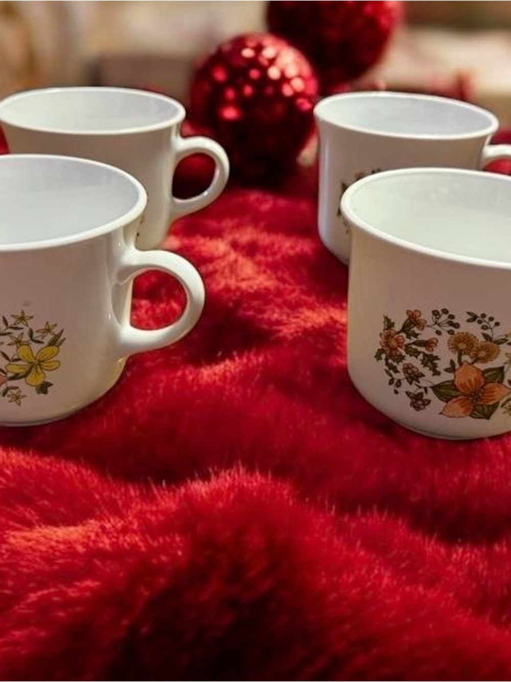 Vintage~1960s~Corelle By Corning~Set Of 4~Indian Summer~Coffee Cups~Floral